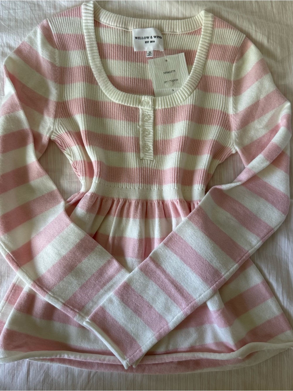 NWT Pink and White Striped babydoll sweater top